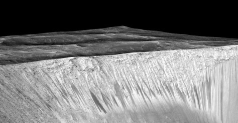 These streaks were previously seen in Garni Crater, and at that time were guessed to be from liquid briny water.